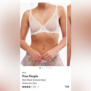 Free People Sheer Mid Week Dotted Mesh Bra NWT 36D